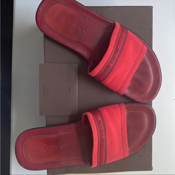 Louis Vuitton Other - Red Lui V slip on. 10.5